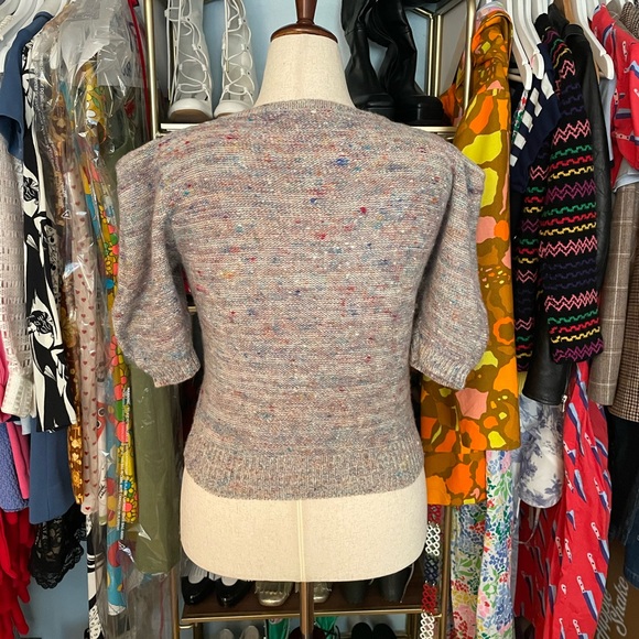Vintage 1980’s Puff Sleeve Confetti Sweater - Size Large - Picture 5 of 7